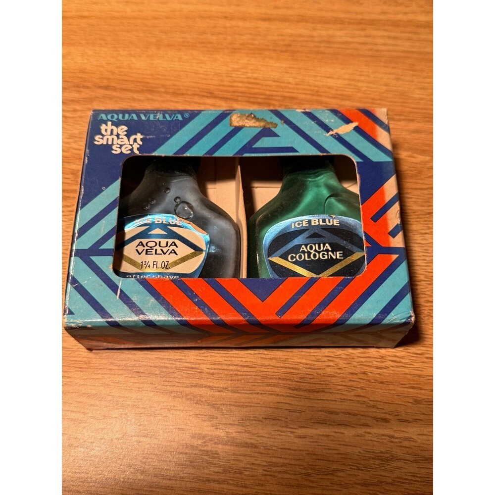 NOS Vintage Aqua Velva Smart‎ Set Gift Cologne After Shave Ice Blue 1.75 OZ
